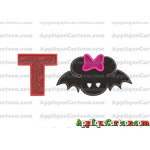 Minnie Mouse Halloween Applique Design With Alphabet T