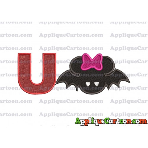 Minnie Mouse Halloween Applique Design With Alphabet U