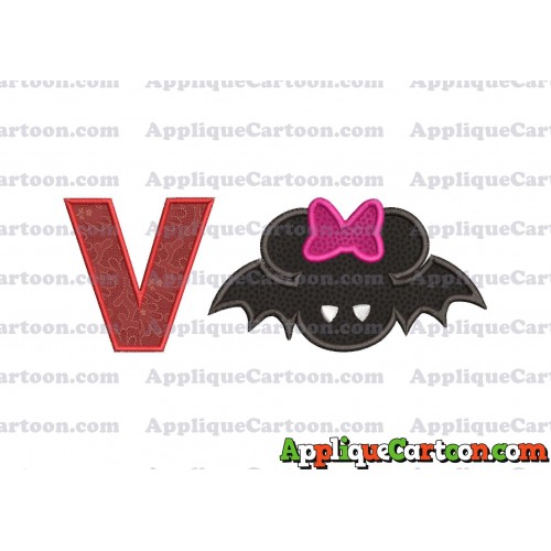Minnie Mouse Halloween Applique Design With Alphabet V