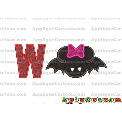 Minnie Mouse Halloween Applique Design With Alphabet W