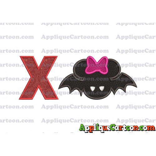 Minnie Mouse Halloween Applique Design With Alphabet X
