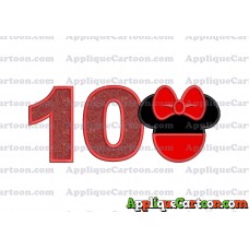 Minnie Mouse Head Applique 01 Embroidery Design Birthday Number 10