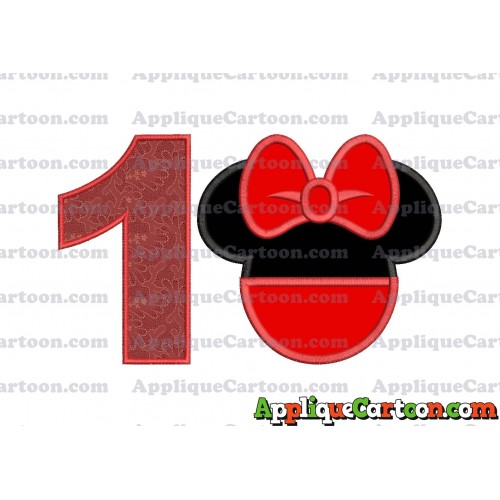Minnie Mouse Head Applique 01 Embroidery Design Birthday Number 1
