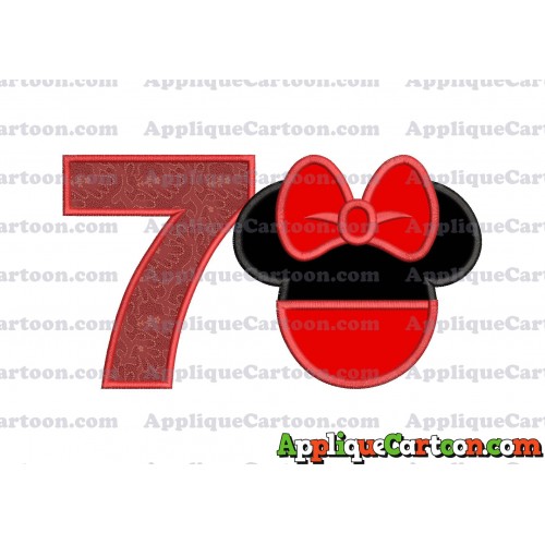 Minnie Mouse Head Applique 01 Embroidery Design Birthday Number 7