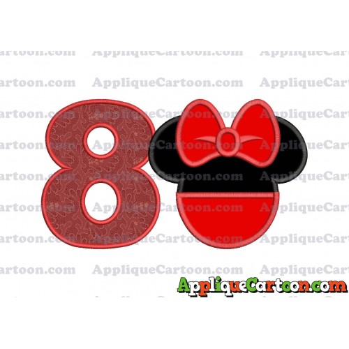 Minnie Mouse Head Applique 01 Embroidery Design Birthday Number 8