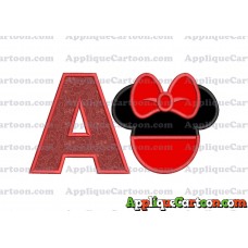 Minnie Mouse Head Applique 01 Embroidery Design With Alphabet A