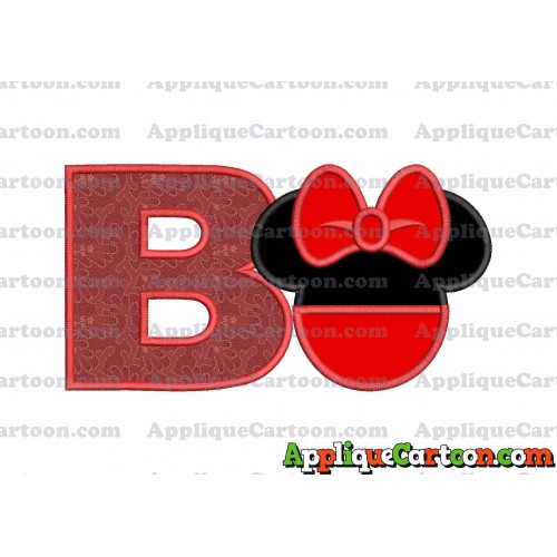 Minnie Mouse Head Applique 01 Embroidery Design With Alphabet B