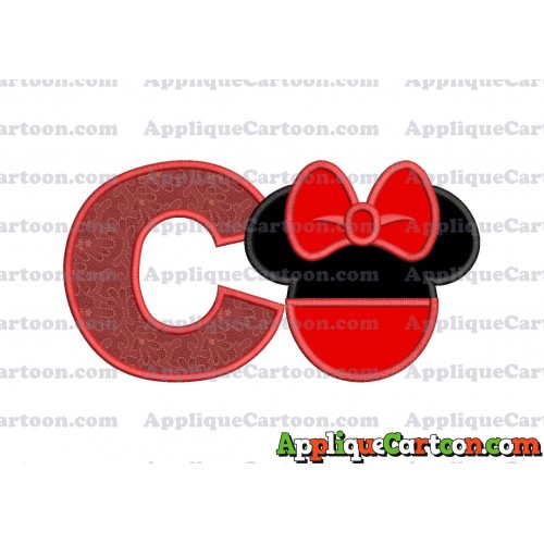 Minnie Mouse Head Applique 01 Embroidery Design With Alphabet C
