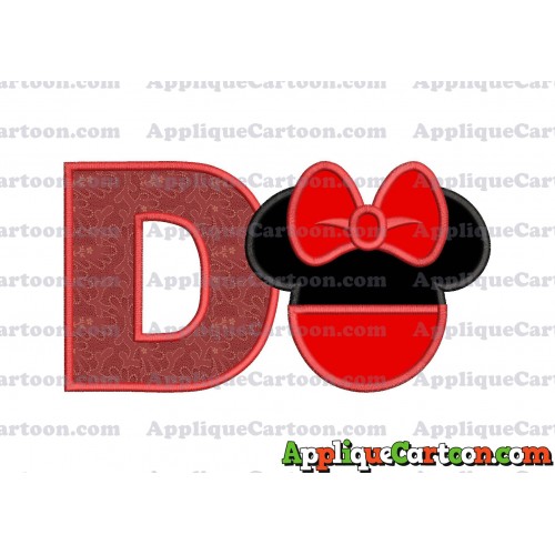 Minnie Mouse Head Applique 01 Embroidery Design With Alphabet D