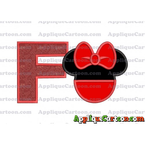 Minnie Mouse Head Applique 01 Embroidery Design With Alphabet F