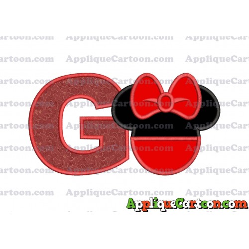 Minnie Mouse Head Applique 01 Embroidery Design With Alphabet G