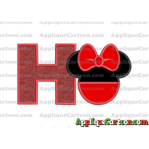 Minnie Mouse Head Applique 01 Embroidery Design With Alphabet H
