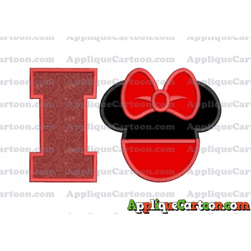 Minnie Mouse Head Applique 01 Embroidery Design With Alphabet I