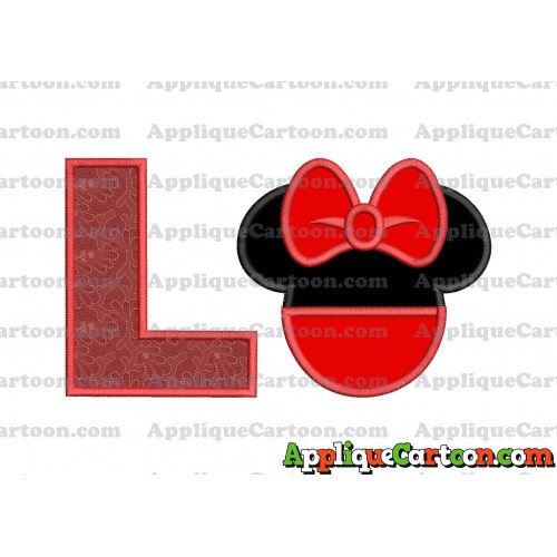 Minnie Mouse Head Applique 01 Embroidery Design With Alphabet L
