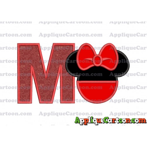 Minnie Mouse Head Applique 01 Embroidery Design With Alphabet M