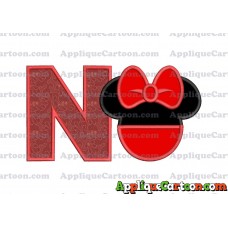 Minnie Mouse Head Applique 01 Embroidery Design With Alphabet N