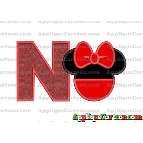 Minnie Mouse Head Applique 01 Embroidery Design With Alphabet N
