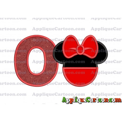 Minnie Mouse Head Applique 01 Embroidery Design With Alphabet O