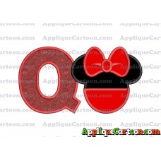 Minnie Mouse Head Applique 01 Embroidery Design With Alphabet Q