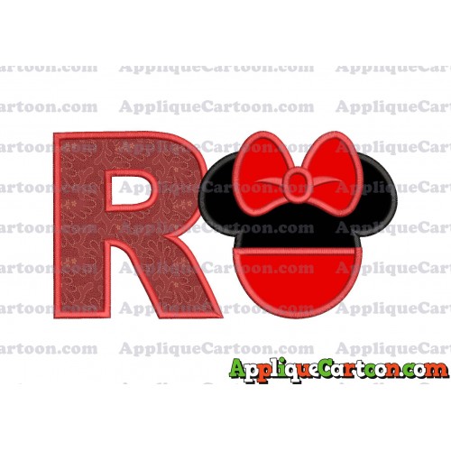 Minnie Mouse Head Applique 01 Embroidery Design With Alphabet R