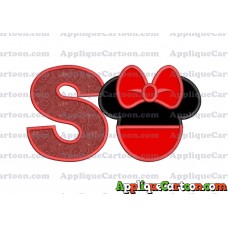 Minnie Mouse Head Applique 01 Embroidery Design With Alphabet S