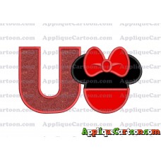 Minnie Mouse Head Applique 01 Embroidery Design With Alphabet U