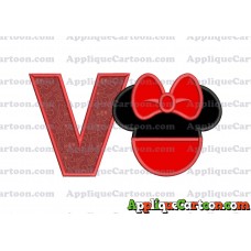 Minnie Mouse Head Applique 01 Embroidery Design With Alphabet V