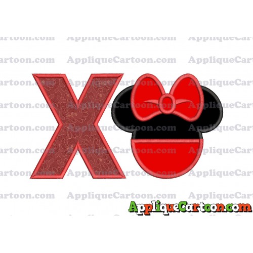 Minnie Mouse Head Applique 01 Embroidery Design With Alphabet X