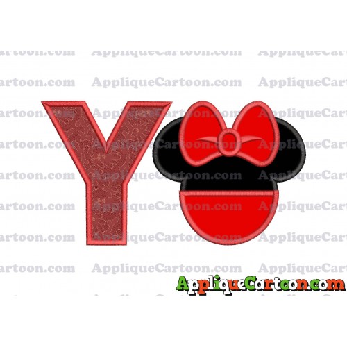 Minnie Mouse Head Applique 01 Embroidery Design With Alphabet Y