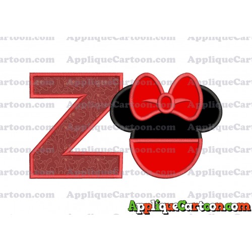 Minnie Mouse Head Applique 01 Embroidery Design With Alphabet Z