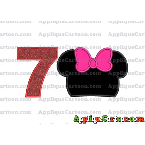 Minnie Mouse Head Applique Embroidery Design Birthday Number 7
