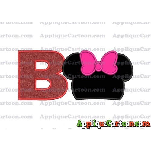 Minnie Mouse Head Applique Embroidery Design With Alphabet B