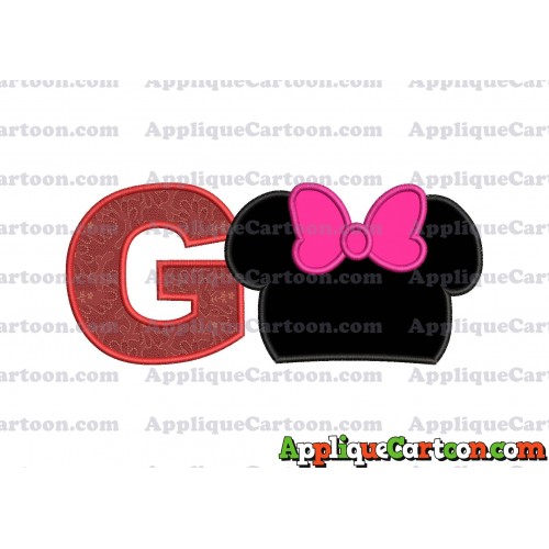 Minnie Mouse Head Applique Embroidery Design With Alphabet G