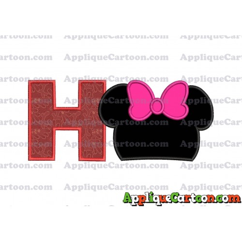 Minnie Mouse Head Applique Embroidery Design With Alphabet H
