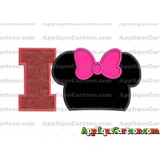 Minnie Mouse Head Applique Embroidery Design With Alphabet I