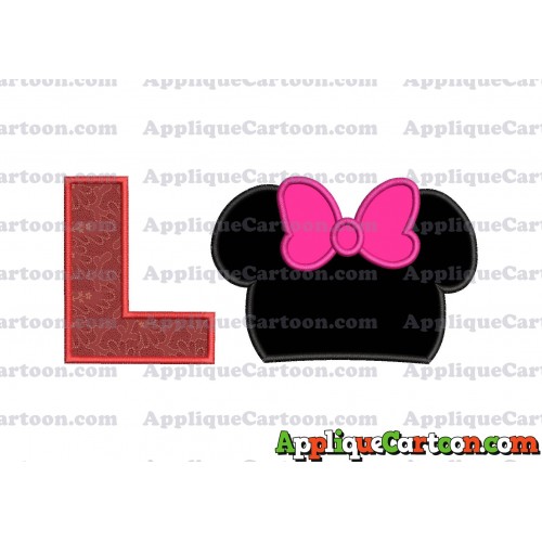 Minnie Mouse Head Applique Embroidery Design With Alphabet L