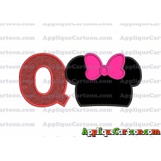 Minnie Mouse Head Applique Embroidery Design With Alphabet Q