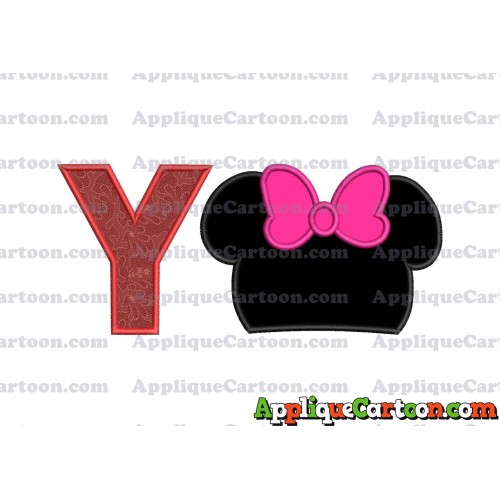 Minnie Mouse Head Applique Embroidery Design With Alphabet Y