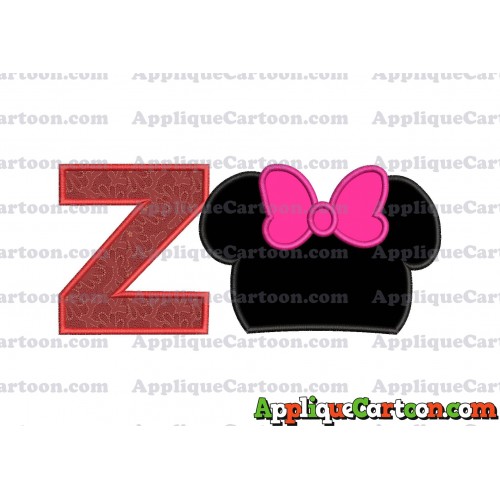 Minnie Mouse Head Applique Embroidery Design With Alphabet Z