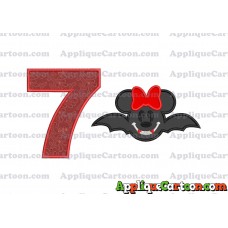 Minnie Mouse Vampire Bat With Bow Applique Embroidery Design Birthday Number 7