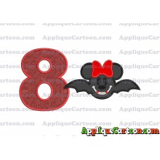 Minnie Mouse Vampire Bat With Bow Applique Embroidery Design Birthday Number 8