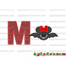 Minnie Mouse Vampire Bat With Bow Applique Embroidery Design With Alphabet M