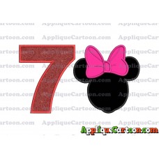 Minnie Mouse With Bow Applique Embroidery Design Birthday Number 7