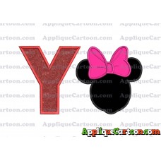 Minnie Mouse With Bow Applique Embroidery Design With Alphabet Y