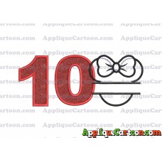 Minnie applique Head applique design Birthday Number 10