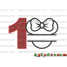 Minnie applique Head applique design Birthday Number 1