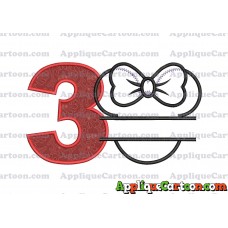 Minnie applique Head applique design Birthday Number 3