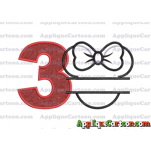 Minnie applique Head applique design Birthday Number 3