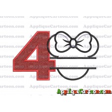 Minnie applique Head applique design Birthday Number 4