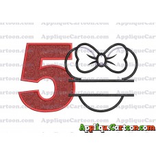Minnie applique Head applique design Birthday Number 5